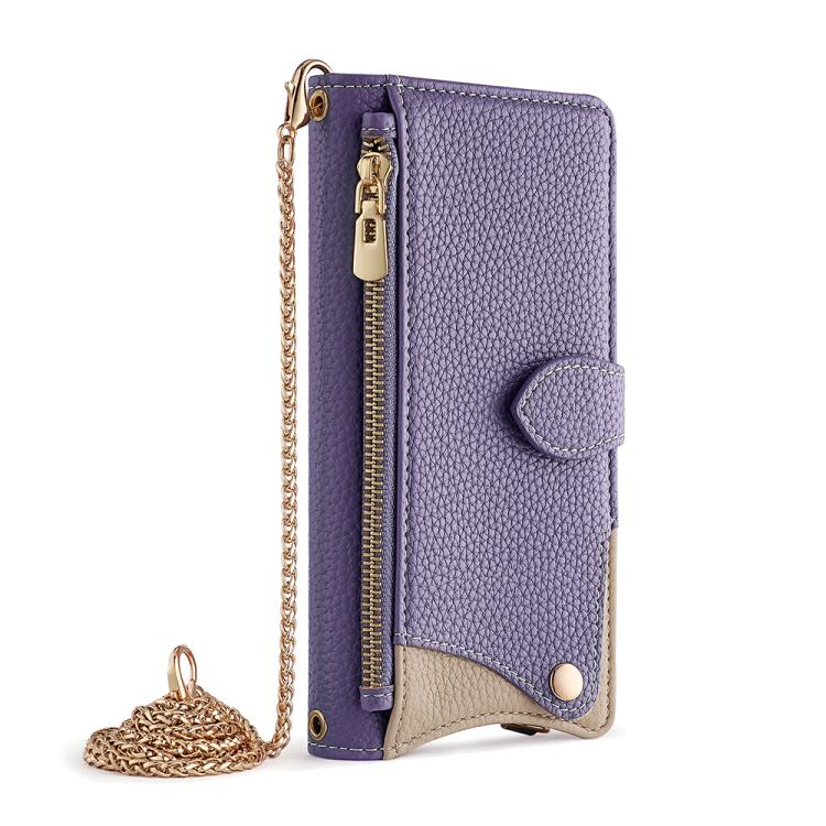 For Sharp Aquos wish4 Crossbody Chain Fishtail Litchi Leather Phone Case(Purple) - More Brand by PMC TechLife | Online Shopping South Africa | PMC TechLife | Buy Now Pay Later Mobicred