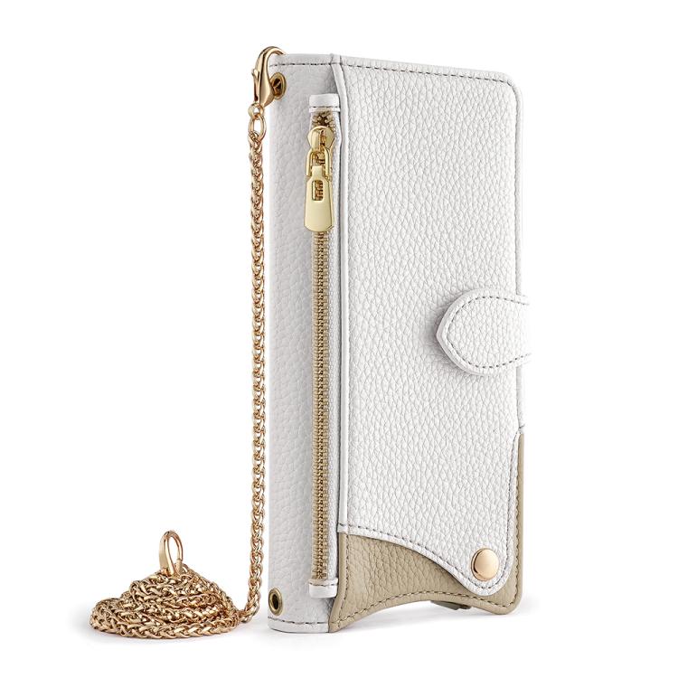 For Sharp Aquos wish4 Crossbody Chain Fishtail Litchi Leather Phone Case(White) - More Brand by PMC TechLife | Online Shopping South Africa | PMC TechLife | Buy Now Pay Later Mobicred