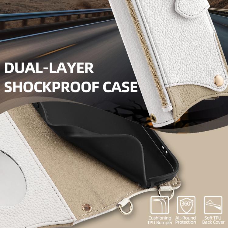 For Google Pixel 6a Crossbody Chain Fishtail Litchi Leather Phone Case(White) - Google Cases by PMC TechLife | Online Shopping South Africa | PMC TechLife | Buy Now Pay Later Mobicred