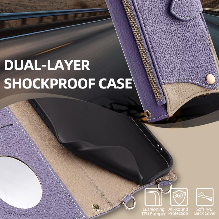 For Google Pixel 6 Pro Crossbody Chain Fishtail Litchi Leather Phone Case(Purple) - Google Cases by PMC TechLife | Online Shopping South Africa | PMC TechLife | Buy Now Pay Later Mobicred