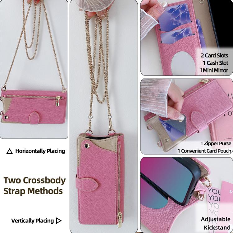 For Itel A50 Crossbody Chain Fishtail Litchi Leather Phone Case(Pink) - More Brand by PMC TechLife | Online Shopping South Africa | PMC TechLife | Buy Now Pay Later Mobicred