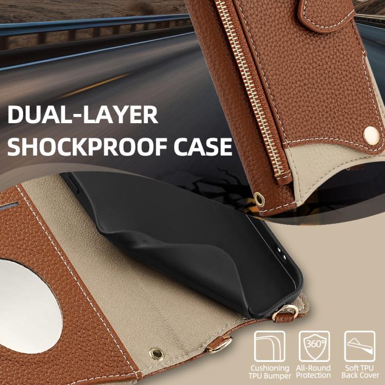 For Tecno Camon 30 Pro Crossbody Chain Fishtail Litchi Leather Phone Case(Brown) - Tecno Cases by PMC TechLife | Online Shopping South Africa | PMC TechLife | Buy Now Pay Later Mobicred