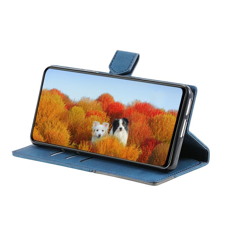 For iPhone 16e TTUDRCH Embossed Line Splicing Leather Phone Case(Blue) - iPhone 16e Cases by PMC TechLife | Online Shopping South Africa | PMC TechLife | Buy Now Pay Later Mobicred