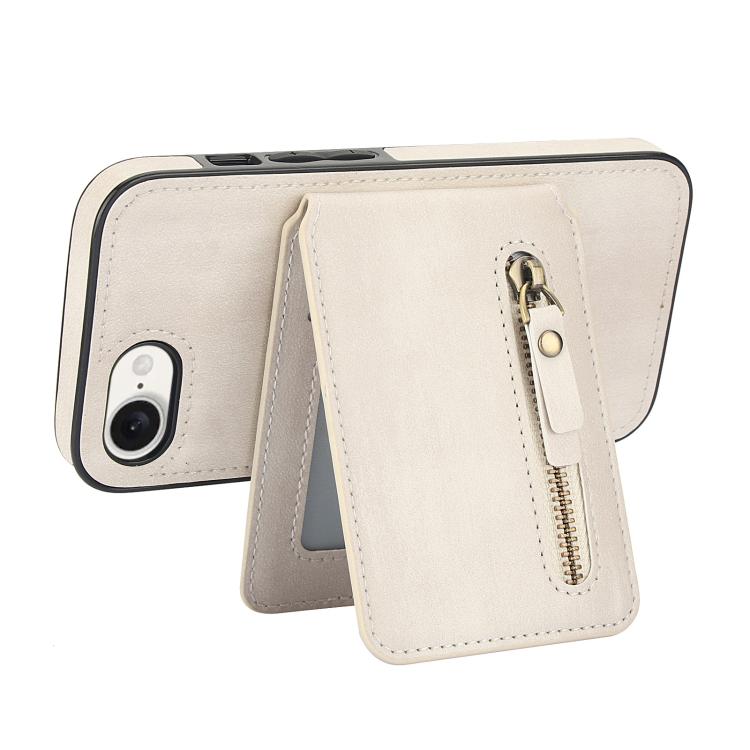 For iPhone 16e Zipper Wallet Split MagSafe Leather Back Phone Case(White) - iPhone 16e Cases by PMC TechLife | Online Shopping South Africa | PMC TechLife | Buy Now Pay Later Mobicred