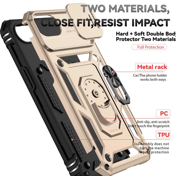 For iPhone 16e Sliding Camshield Holder Phone Case(Gold) - iPhone 16e Cases by PMC TechLife | Online Shopping South Africa | PMC TechLife | Buy Now Pay Later Mobicred