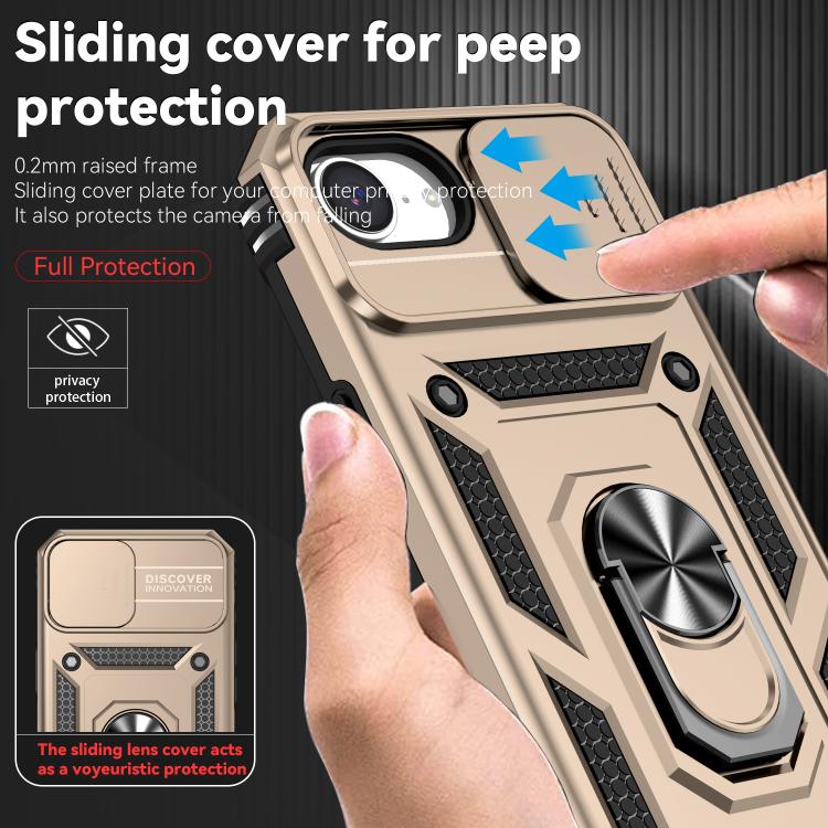 For iPhone 16e Sliding Camshield Holder Phone Case(Gold) - iPhone 16e Cases by PMC TechLife | Online Shopping South Africa | PMC TechLife | Buy Now Pay Later Mobicred
