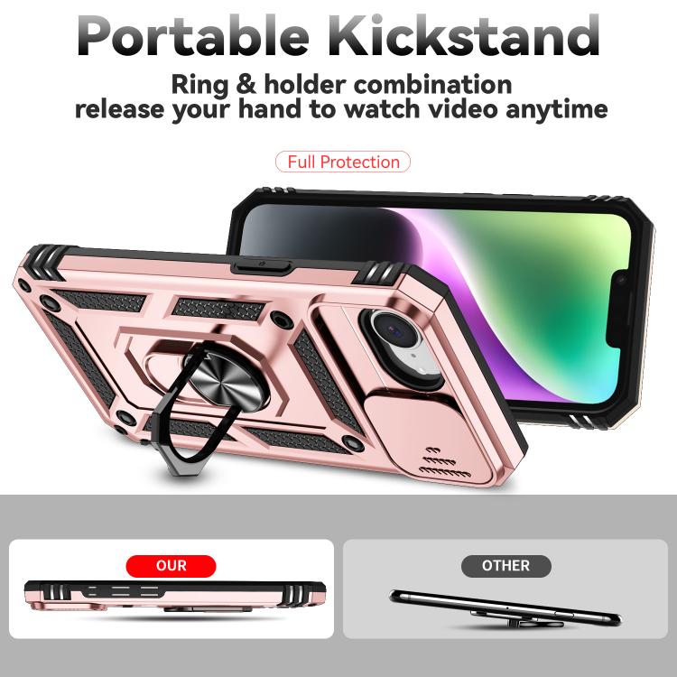For iPhone 16e Sliding Camshield Holder Phone Case(Rose Gold) - iPhone 16e Cases by PMC TechLife | Online Shopping South Africa | PMC TechLife | Buy Now Pay Later Mobicred