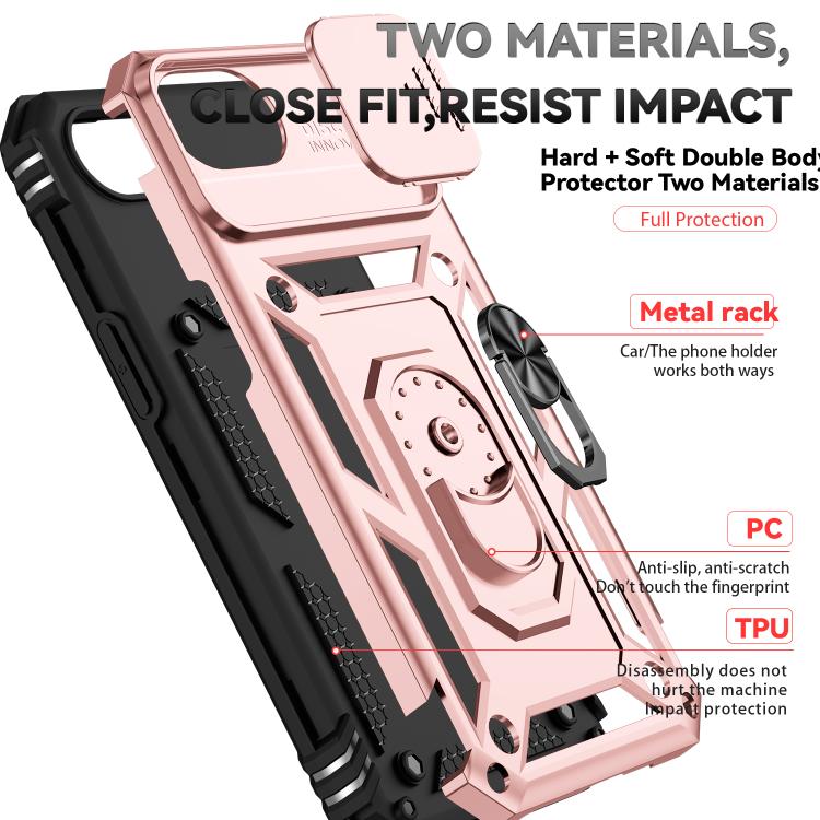 For iPhone 16e Sliding Camshield Holder Phone Case(Rose Gold) - iPhone 16e Cases by PMC TechLife | Online Shopping South Africa | PMC TechLife | Buy Now Pay Later Mobicred