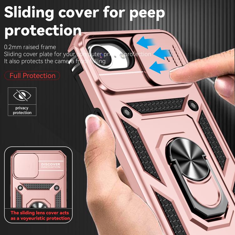 For iPhone 16e Sliding Camshield Holder Phone Case(Rose Gold) - iPhone 16e Cases by PMC TechLife | Online Shopping South Africa | PMC TechLife | Buy Now Pay Later Mobicred