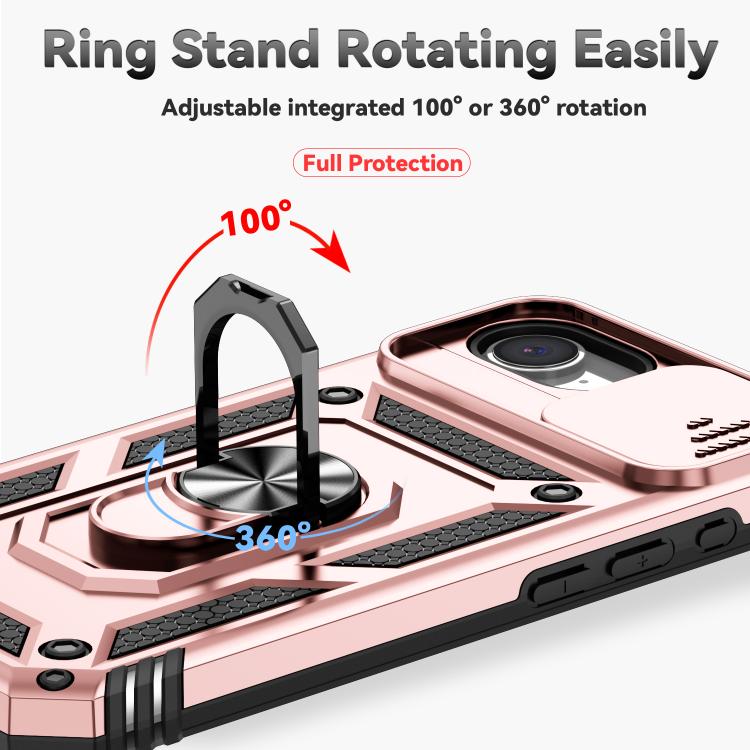 For iPhone 16e Sliding Camshield Holder Phone Case(Rose Gold) - iPhone 16e Cases by PMC TechLife | Online Shopping South Africa | PMC TechLife | Buy Now Pay Later Mobicred
