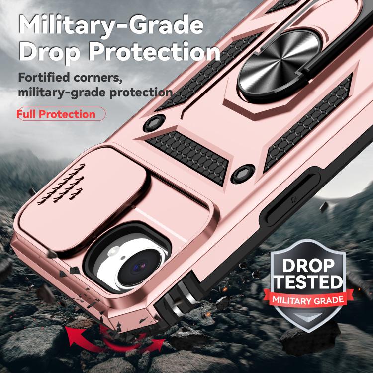 For iPhone 16e Sliding Camshield Holder Phone Case(Rose Gold) - iPhone 16e Cases by PMC TechLife | Online Shopping South Africa | PMC TechLife | Buy Now Pay Later Mobicred