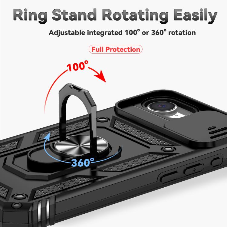 For iPhone 16e Sliding Camshield Holder Phone Case(Black) - iPhone 16e Cases by PMC TechLife | Online Shopping South Africa | PMC TechLife | Buy Now Pay Later Mobicred