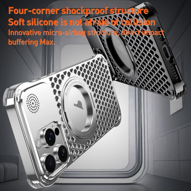 For iPhone 16 R-JUST RJ-64 Aromatherapy Heat Dissipation MagSafe Phone Case with Stand(Grey) - free shipping - PMc TechLife - Order now!