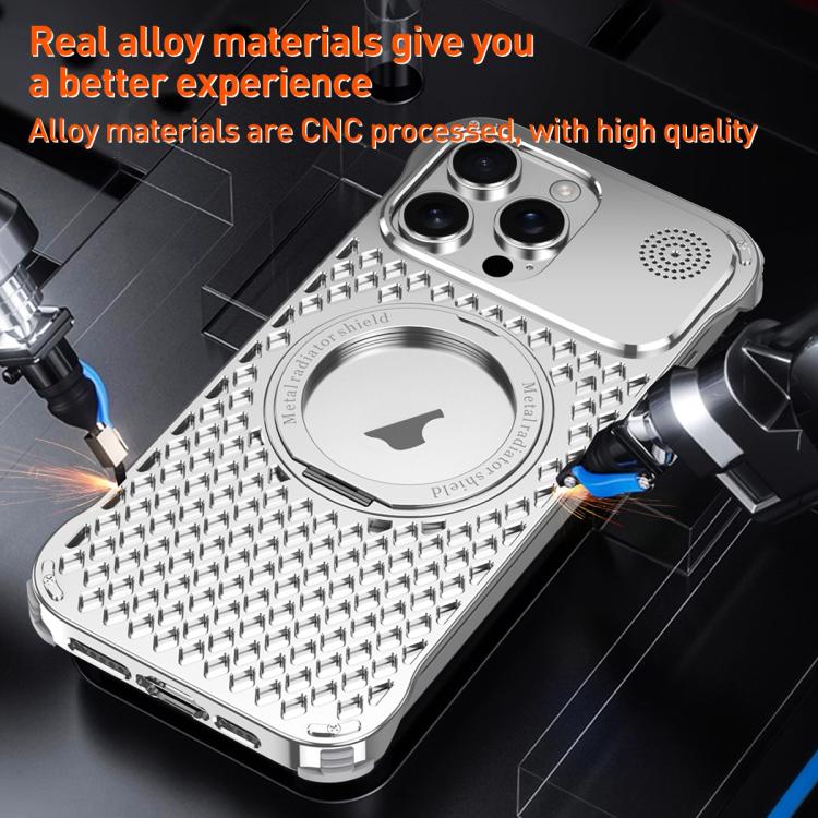 For iPhone 15 R-JUST RJ-64 Aromatherapy Heat Dissipation MagSafe Phone Case with Stand(Grey) - free shipping - PMc TechLife - Order now!