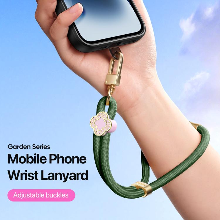 DUX DUCIS Garden Series Begonia Pattern Adjustable Short Phone Lanyard(Army Green) - Lanyards & Wrist Straps by DUX DUCIS | Online Shopping South Africa | PMc TechLife | Buy Now Pay Later Mobicred
