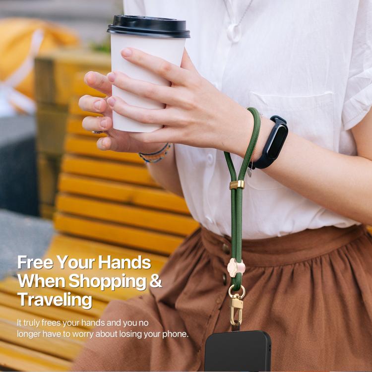 DUX DUCIS Garden Series Begonia Pattern Adjustable Short Phone Lanyard(Army Green) - Lanyards & Wrist Straps by DUX DUCIS | Online Shopping South Africa | PMc TechLife | Buy Now Pay Later Mobicred