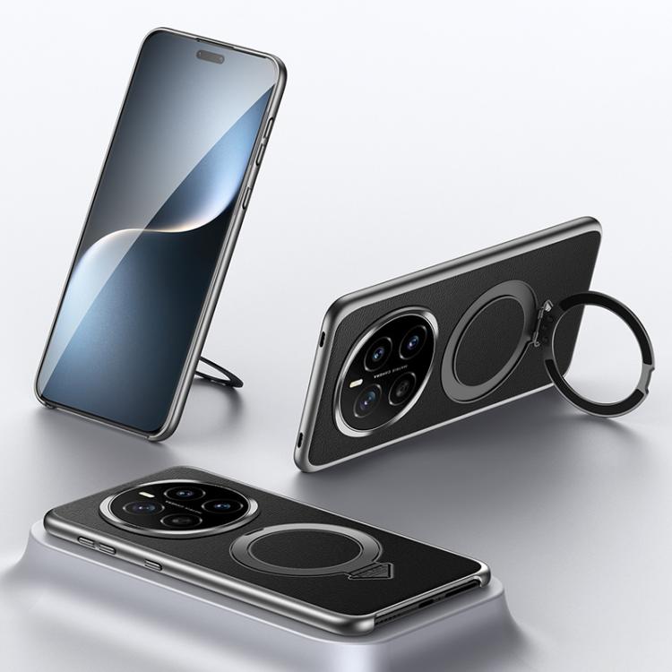 For Honor Magic7 SULADA Top Grain Leather MagSafe Magnetic Holder Phone Case(Black) - free shipping - PMC TechLife - Order now!