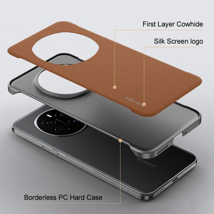 For Honor Magic7 Pro SULADA Frameless Top Layer Cowhide Leather Hybrid PC Phone Case(Red) - Honor Cases by SULADA | Online Shopping South Africa | PMC TechLife | Buy Now Pay Later Mobicred