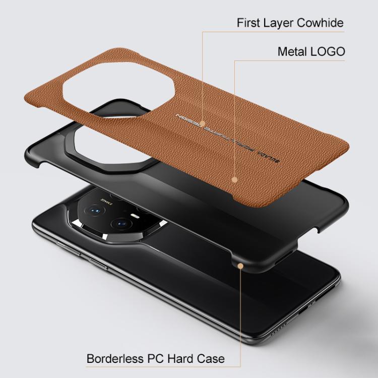 For Huawei Mate 60 RS Ultimate SULADA Frameless Top Layer Cowhide Leather Hybrid PC Phone Case(Blue) - free shipping - PMC TechLife - Order now!