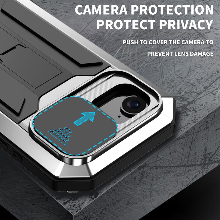 For iPhone 16e Sliding Camera IP68 Waterproof Holder Phone Case(Silver) - iPhone 16e Cases by PMC TechLife | Online Shopping South Africa | PMC TechLife | Buy Now Pay Later Mobicred