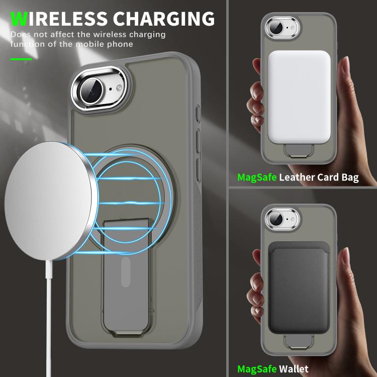 For iPhone 16e Acrylic Hybrid TPU MagSafe Holder Phone Case(Gold) - iPhone 16e Cases by PMC TechLife | Online Shopping South Africa | PMC TechLife | Buy Now Pay Later Mobicred