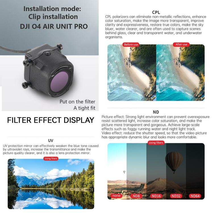 For DJI O4 Air Unit Pro / Avata 2 JSR YB Series Camera Lens Filter, Filter:4 in 1 ND - free shipping - PMC TechLife - Order now!