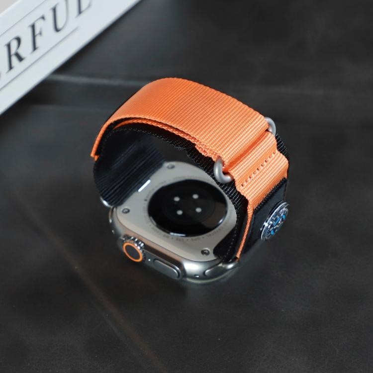 For Apple Watch 46mm / 49mm / 45mm / 44mm Compass Nylon Loop Watch Band(Black Orange) - Watch Bands by PMc TechLife | Online Shopping South Africa | PMc TechLife | Buy Now Pay Later Mobicred