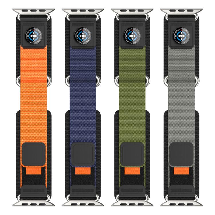 For Apple Watch 46mm / 49mm / 45mm / 44mm Compass Nylon Loop Watch Band(Black Orange) - Watch Bands by PMc TechLife | Online Shopping South Africa | PMc TechLife | Buy Now Pay Later Mobicred