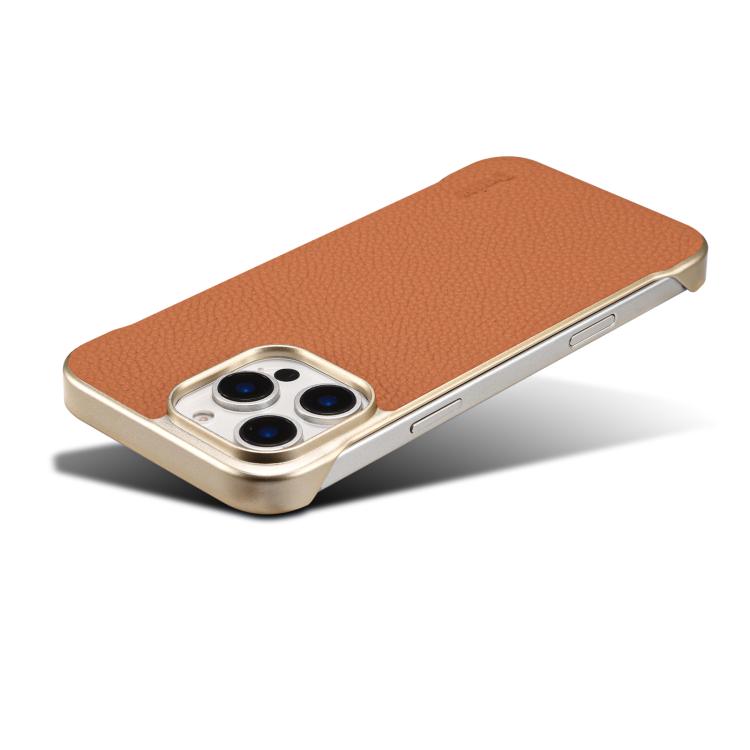 For iPhone 16 Pro Denior A20 Genuine Leather Litchi Texture MagSafe Frameless Phone Case(Brown) - free shipping - PMc TechLife - Order now!