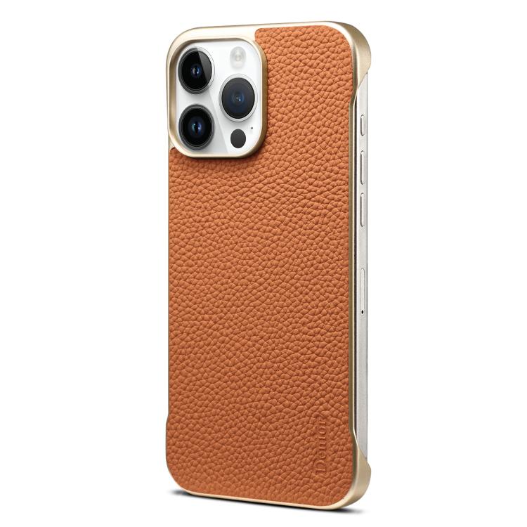 For iPhone 16 Pro Max Denior A20 Genuine Leather Litchi Texture MagSafe Frameless Phone Case(Brown) - free shipping - PMc TechLife - Order now!