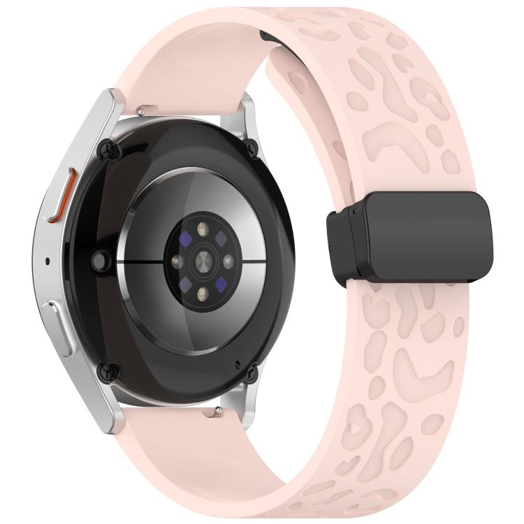 18mm Kalebol Universal Leopard Print Magnetic Folding Buckle Silicone Strap(Pink) - 22mm Bands by Kalebol | Online Shopping South Africa | PMc TechLife | Buy Now Pay Later Mobicred