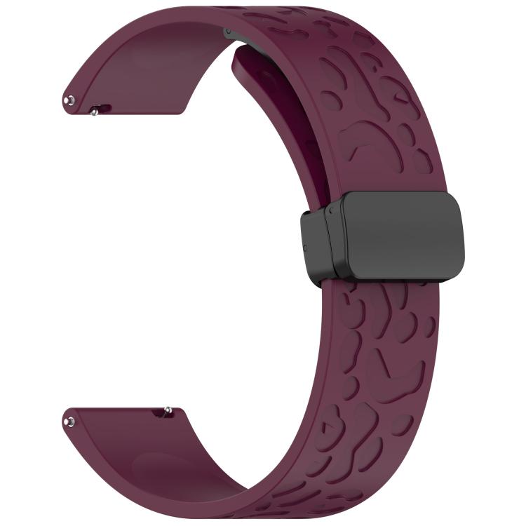 20mm Kalebol Universal Leopard Print Magnetic Folding Buckle Silicone Strap(Wine Red) - free shipping - PMc TechLife - Order now!