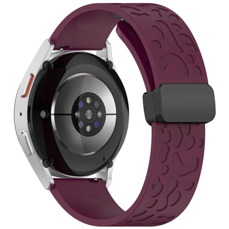 20mm Kalebol Universal Leopard Print Magnetic Folding Buckle Silicone Strap(Wine Red) - free shipping - PMc TechLife - Order now!