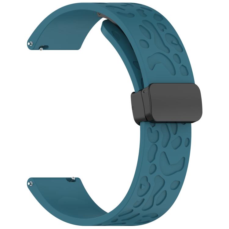 20mm Kalebol Universal Leopard Print Magnetic Folding Buckle Silicone Strap(Dark Blue) - 22mm Bands by Kalebol | Online Shopping South Africa | PMc TechLife | Buy Now Pay Later Mobicred
