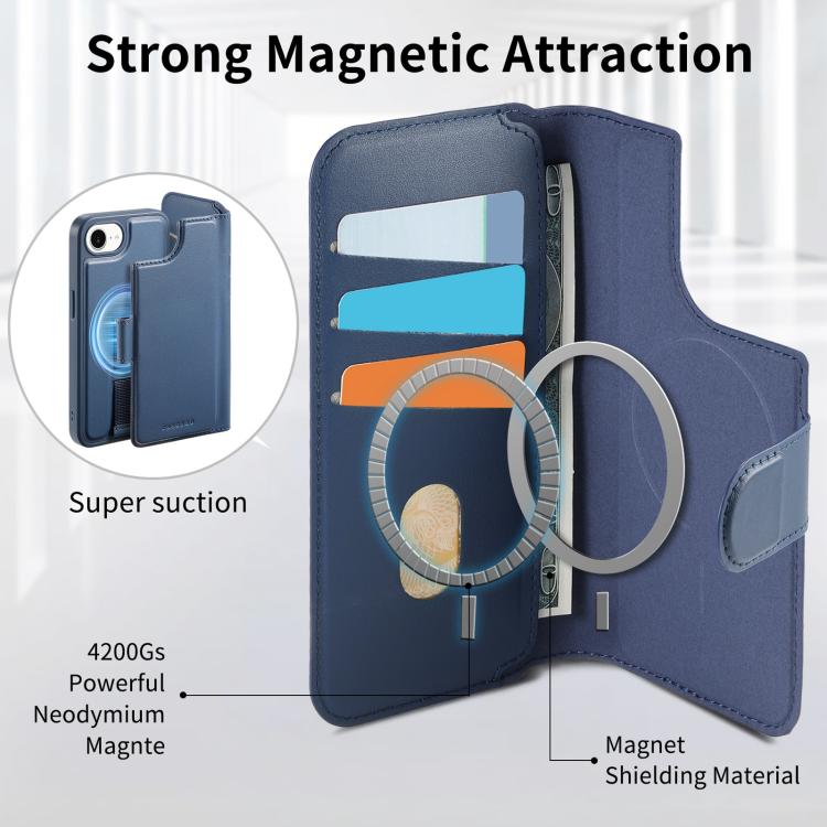 For iPhone 16e CaseNeo Finger Grip Strap MagSafe Leather Phone Case(Blue) - free shipping - PMc TechLife - Order now!