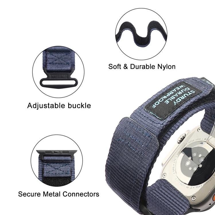 For Apple Watch 42mm / 41mm / 40mm / 38mm Kalebol Simple Two Section Nylon Strap(Blue) - Watch Bands by Kalebol | Online Shopping South Africa | PMC TechLife | Buy Now Pay Later Mobicred