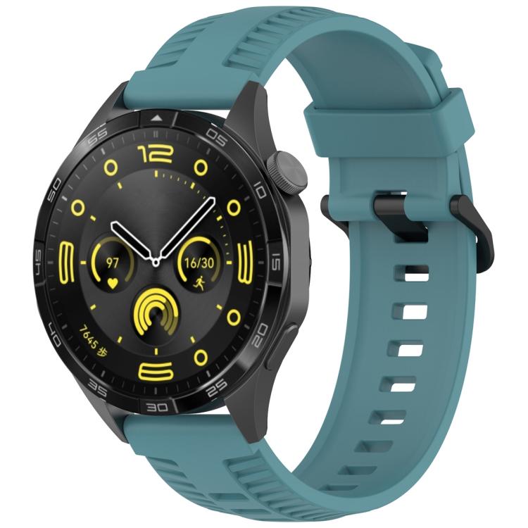 22mm Kalebol Black Buckle Tire Pattern Silicone Watch Band(Rock Blue) - 22mm Bands by Kalebol | Online Shopping South Africa | PMc TechLife | Buy Now Pay Later Mobicred