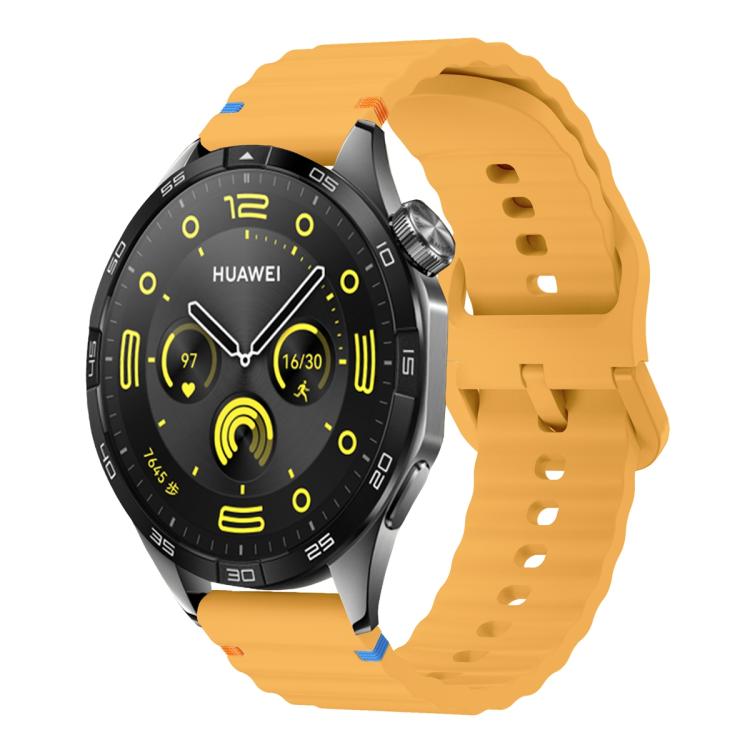 20mm Kalebol Wave Stitch Silicone Watch Band(Yellow) - 20mm Bands by Kalebol | Online Shopping South Africa | PMc TechLife | Buy Now Pay Later Mobicred