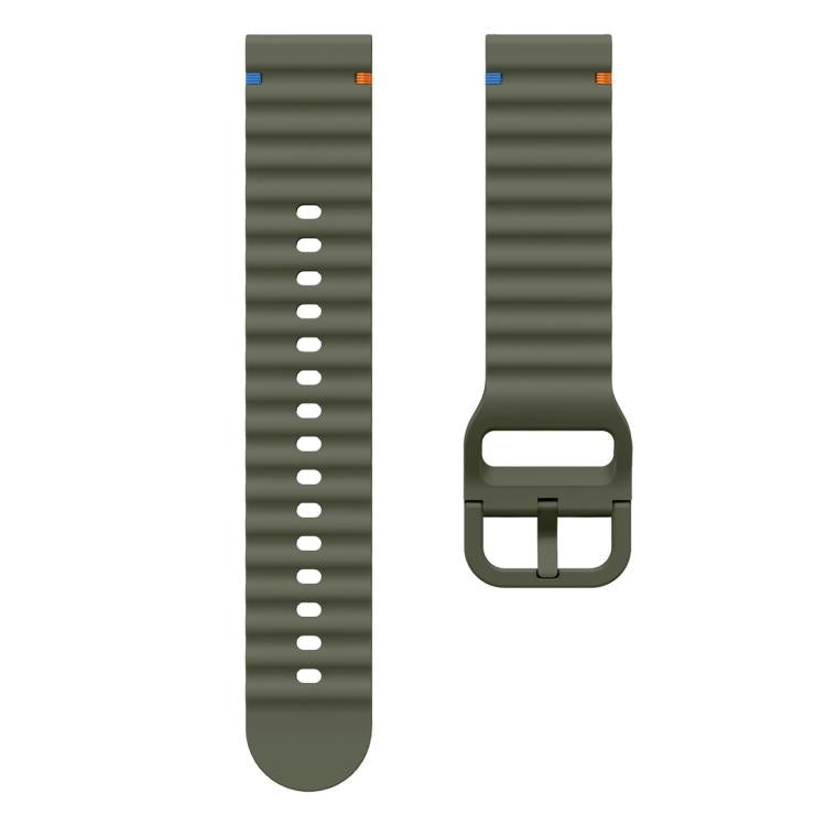 22mm Kalebol Wave Stitch Silicone Watch Band(Army Green) - 22mm Bands by Kalebol | Online Shopping South Africa | PMc TechLife | Buy Now Pay Later Mobicred