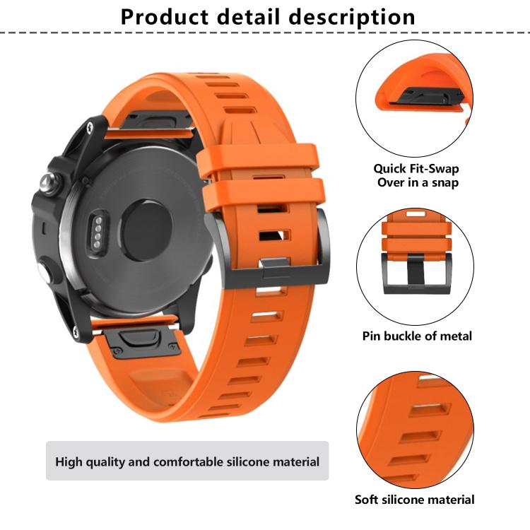 For Garmin QuickFit 22mm Kalebol Plain Texture Silicone Watch Band(Yellow) - free shipping - PMc TechLife - Order now!