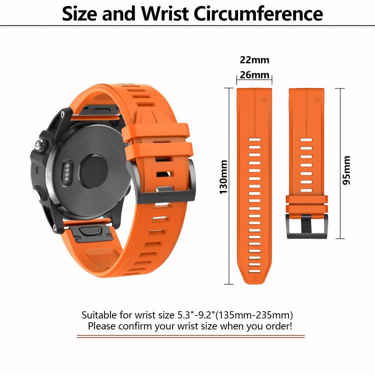 For Garmin QuickFit 26mm Kalebol Plain Texture Silicone Watch Band(Orange) - free shipping - PMc TechLife - Order now!