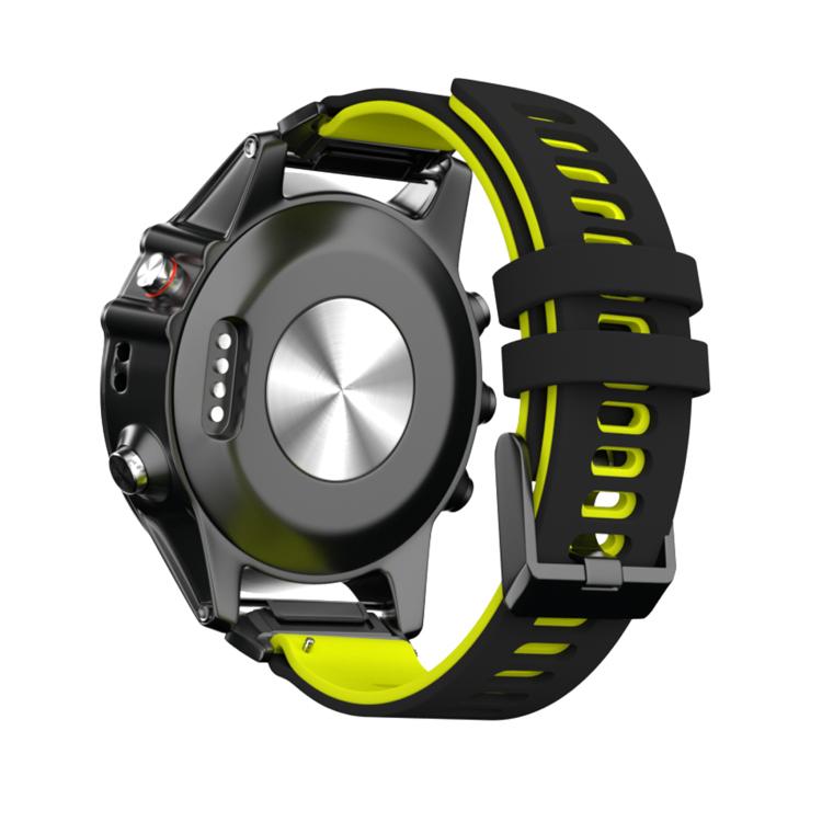 For Garmin QuickFit 26mm Kalebol Two-layer Silicone Watch Band(Black Yellow) - free shipping - PMc TechLife - Order now!