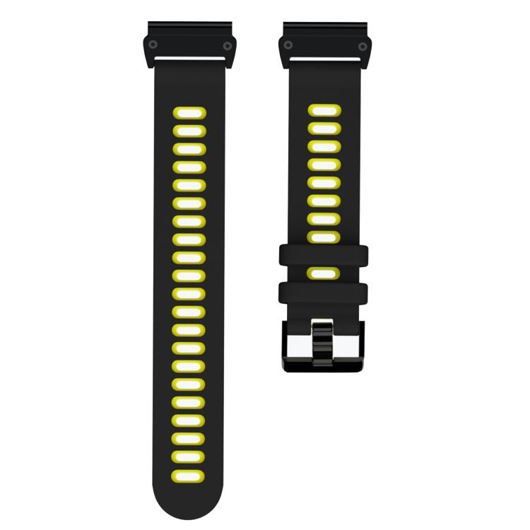 For Garmin QuickFit 26mm Kalebol Two-layer Silicone Watch Band(Black Yellow) - free shipping - PMc TechLife - Order now!