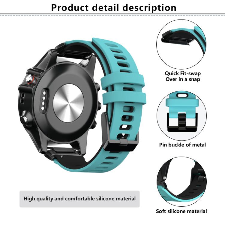 For Garmin QuickFit 26mm Kalebol Two-layer Silicone Watch Band(Black Grey) - free shipping - PMc TechLife - Order now!