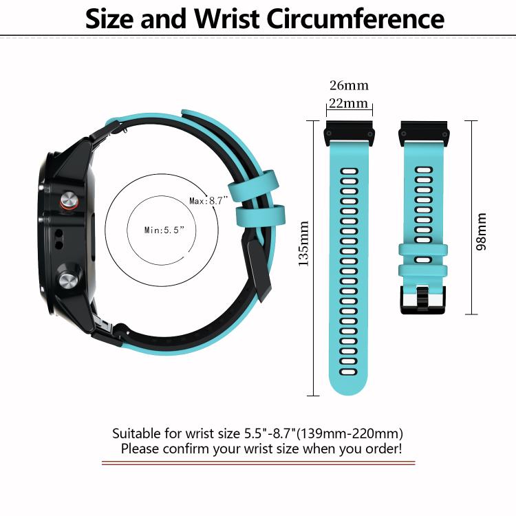 For Garmin QuickFit 22mm Kalebol Two-layer Silicone Watch Band(Green Black) - free shipping - PMc TechLife - Order now!
