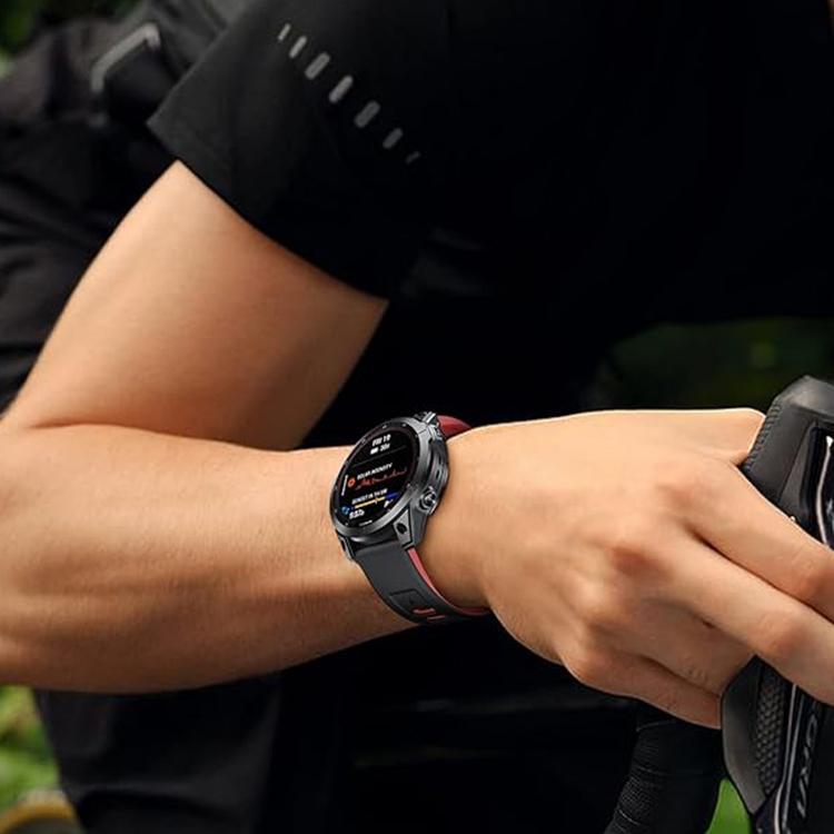 For Garmin QuickFit 22mm Kalebol Two-layer Silicone Watch Band(Red Black) - free shipping - PMc TechLife - Order now!