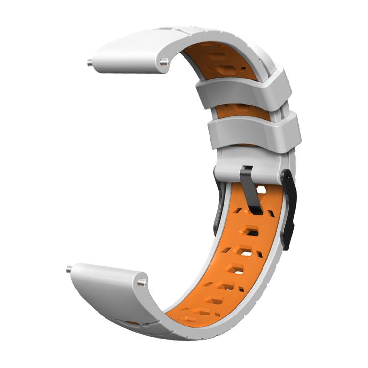 Kalebol 20mm Universal Three Row Holes Silicone Watch Band(White Orange) - 20mm Bands by Kalebol | Online Shopping South Africa | PMc TechLife | Buy Now Pay Later Mobicred