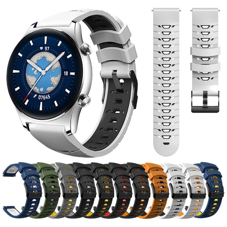 Kalebol 20mm Universal Three Row Holes Silicone Watch Band(White Orange) - 20mm Bands by Kalebol | Online Shopping South Africa | PMc TechLife | Buy Now Pay Later Mobicred