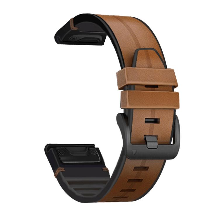 For Garmin QuickFit 26mm Kalebol Quick Release Silicone Leather Watch Band(Brown) - free shipping - PMc TechLife - Order now!