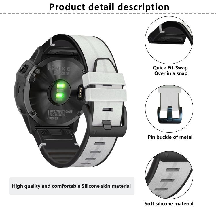 For Garmin QuickFit 26mm Kalebol Quick Release Silicone Leather Watch Band(Light Grey) - free shipping - PMc TechLife - Order now!